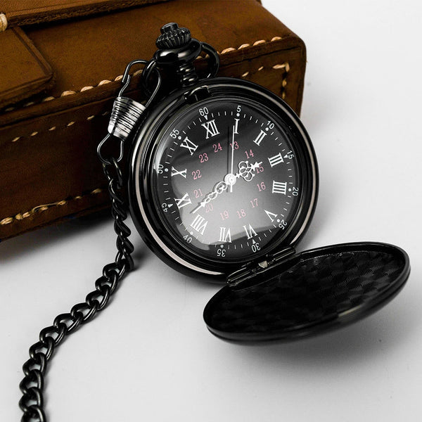Reloj de bolsillo negro liso retro personalizado para hombre