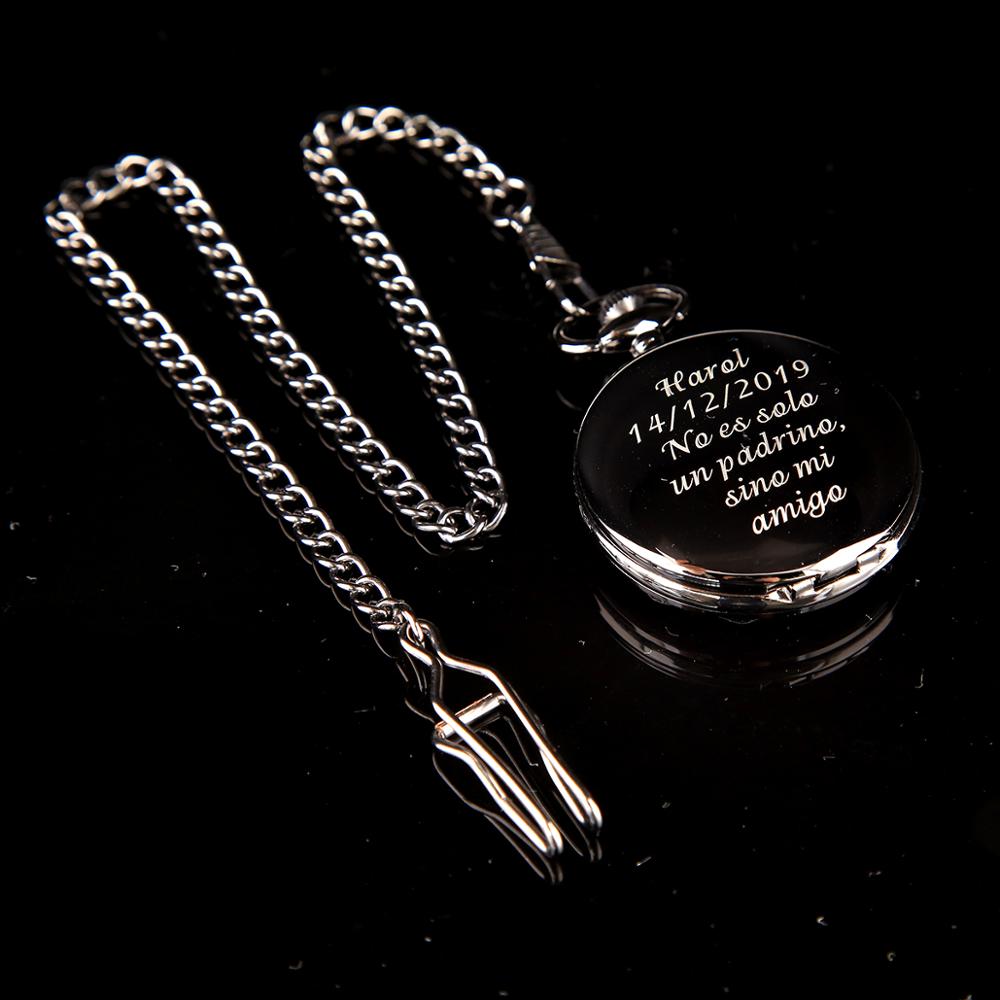 Personalized Retro Smooth Men Black Pocket Watch