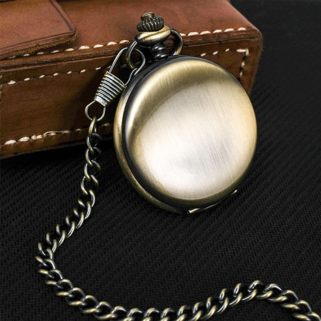 Personalized Retro Smooth Men Black Pocket Watch