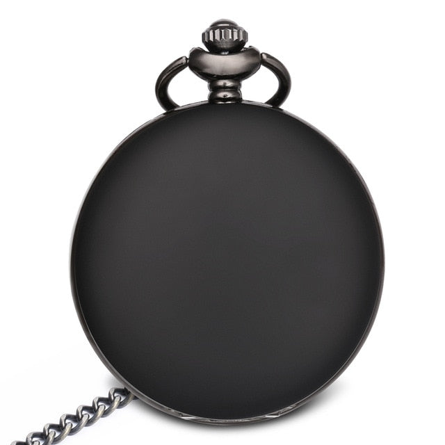 Personalized Retro Smooth Men Black Pocket Watch
