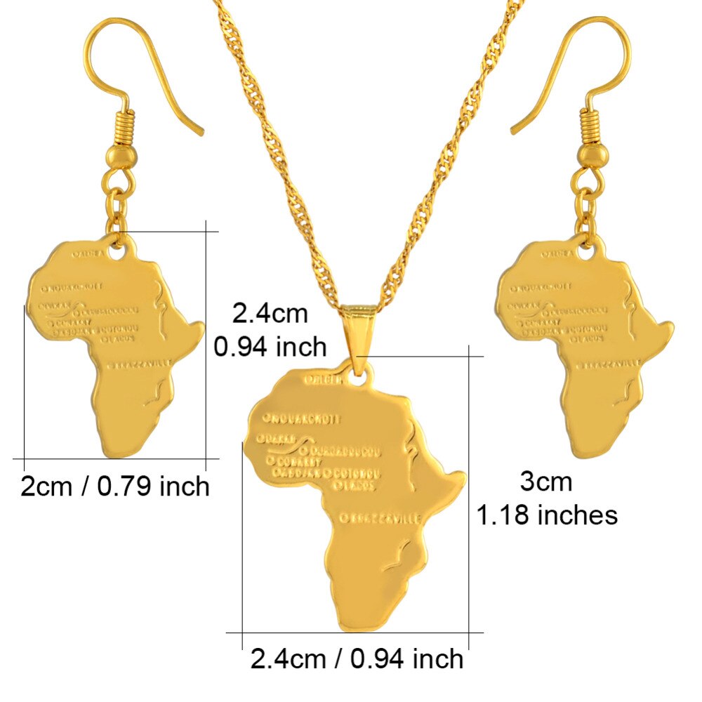 Gold Color Map of African Ethiopian Nigeria Sudan Congo sets
