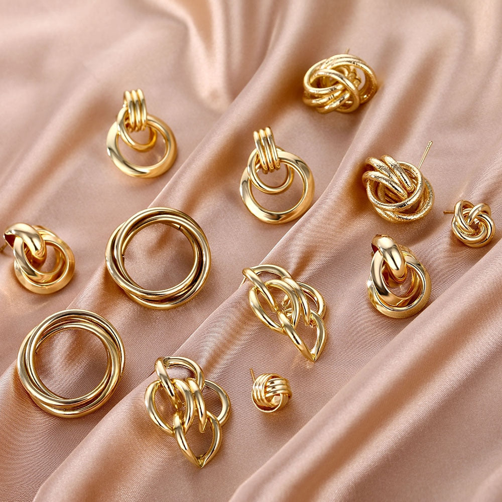 Gold Silver Color Alloy Drop Earrings