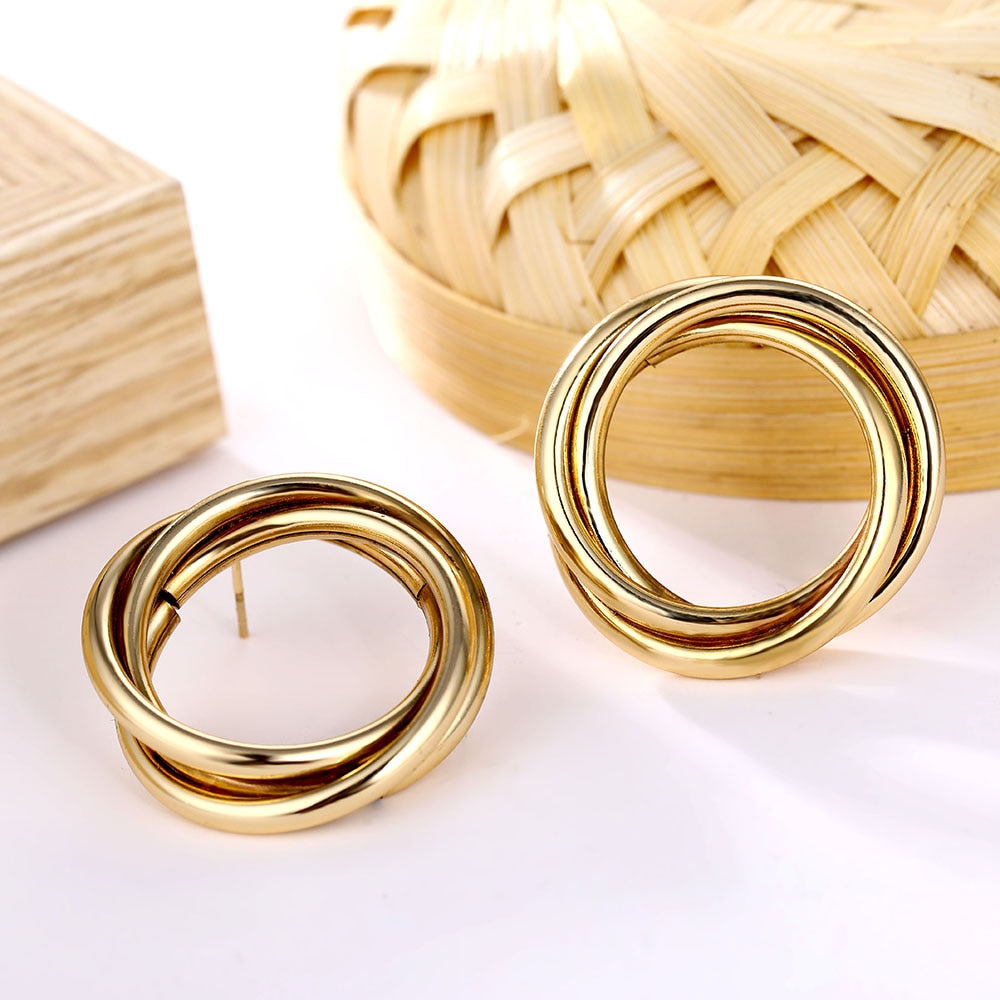 Gold Silver Color Alloy Drop Earrings