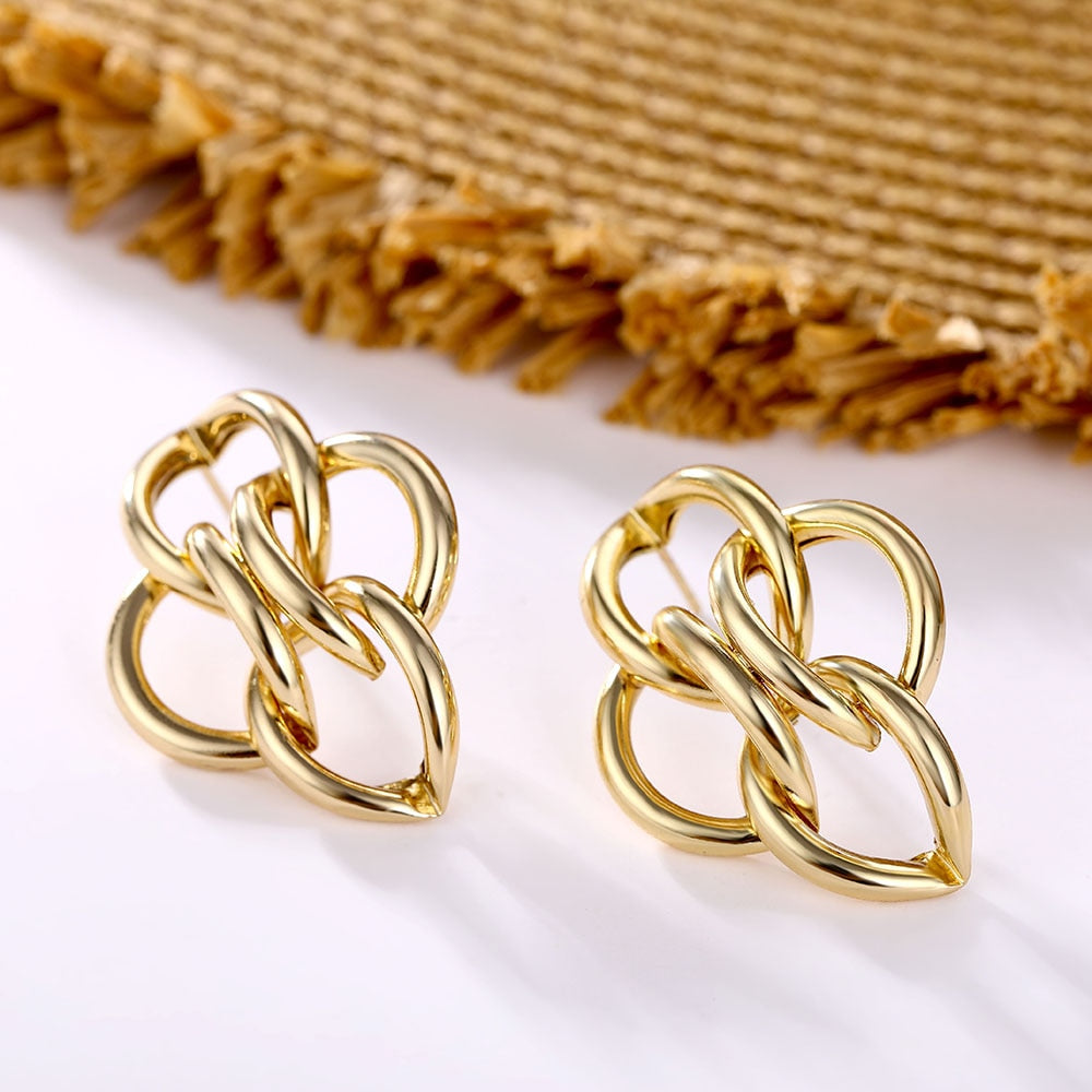 Gold Silver Color Alloy Drop Earrings