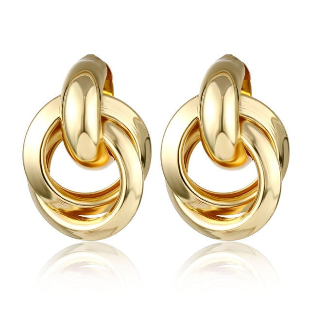 Gold Silver Color Alloy Drop Earrings