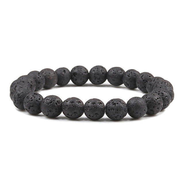 Natural Stone Lava Matte Hematite Beads Bracelet