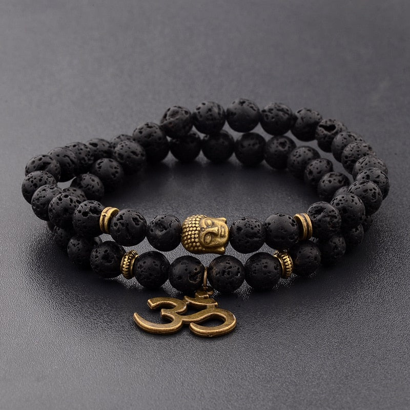 Retro Buddha Bead   Men Black Natural Stone Chakra Bracelets