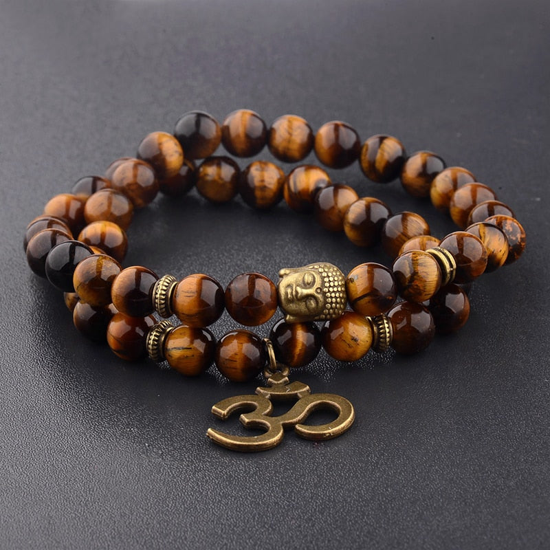 Retro Buddha Bead   Men Black Natural Stone Chakra Bracelets