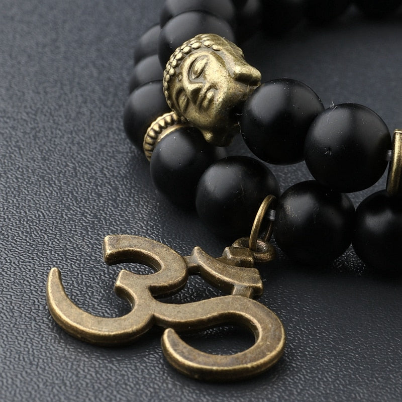 Retro Buddha Bead   Men Black Natural Stone Chakra Bracelets