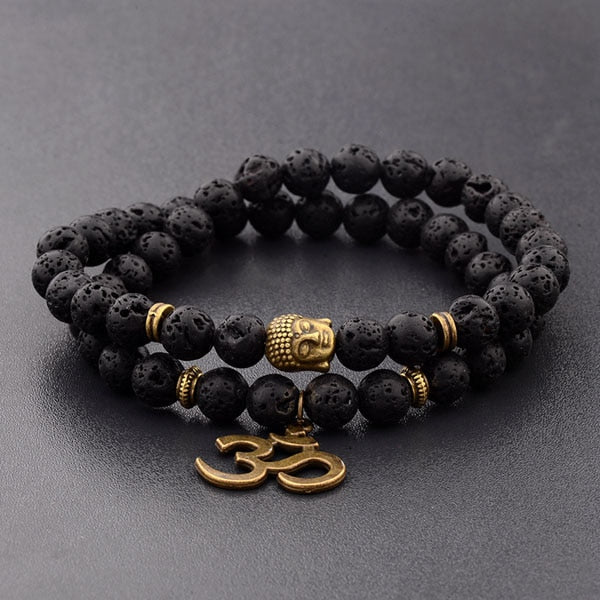 Retro Buddha Bead   Men Black Natural Stone Chakra Bracelets