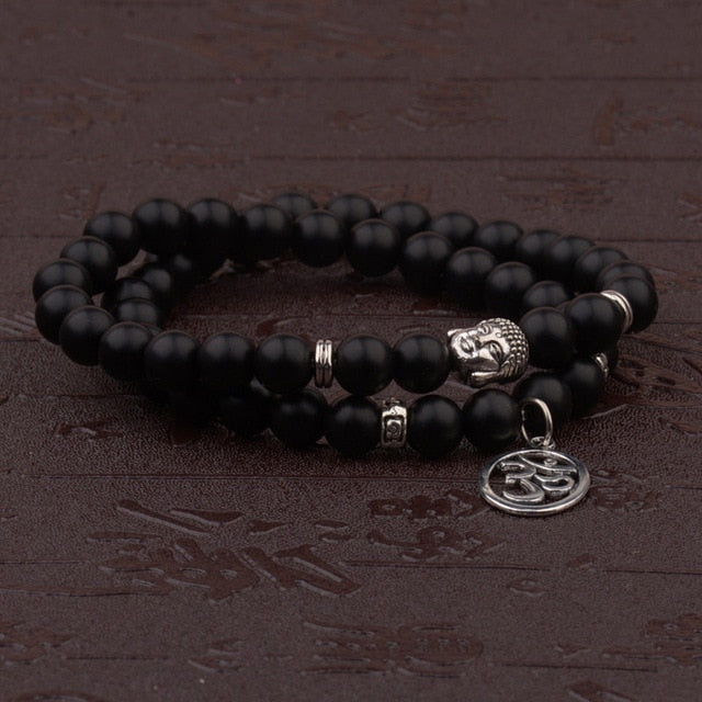 Retro Buddha Bead   Men Black Natural Stone Chakra Bracelets