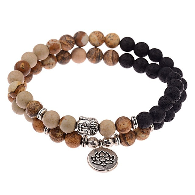Retro Buddha Bead   Men Black Natural Stone Chakra Bracelets