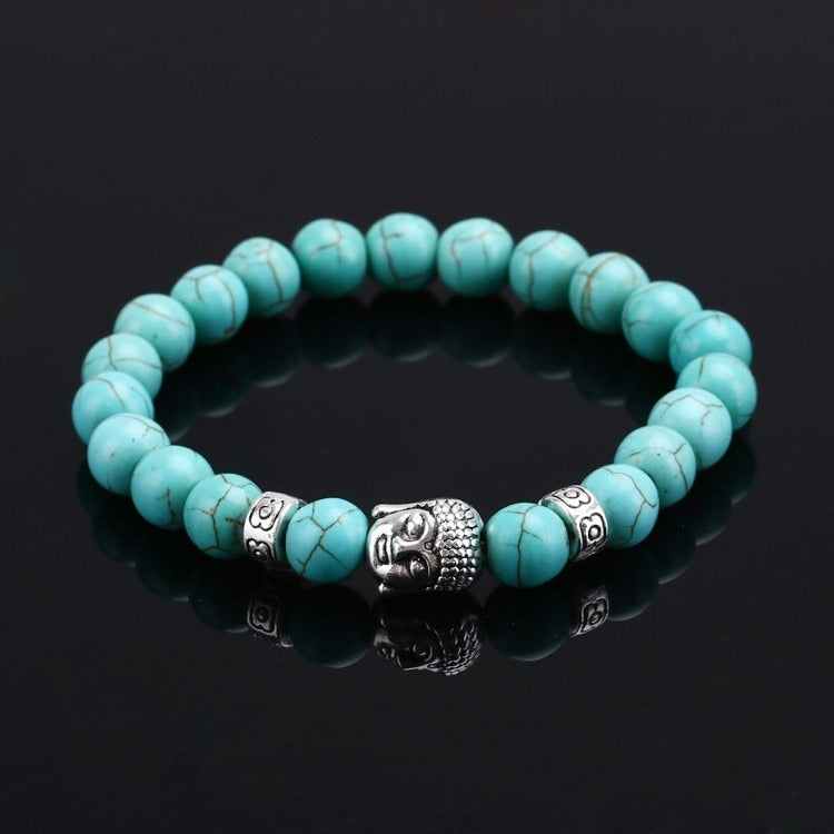 Tiger Eye Lava Stone Bead Buddha Bracelet