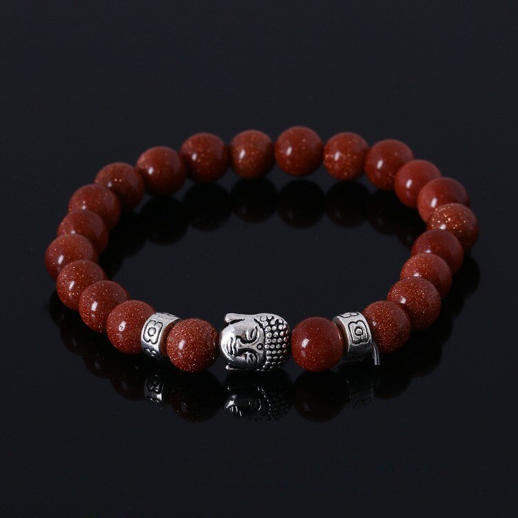 Tiger Eye Lava Stone Bead Buddha Bracelet