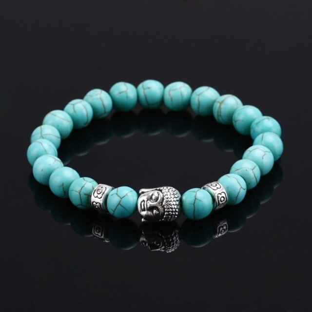 Tiger Eye Lava Stone Bead Buddha Bracelet