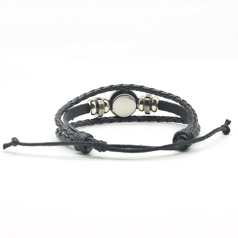 12 Constellation Leather Bracelet