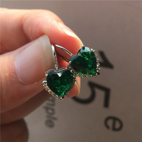 Pendientes de lujo con forma de corazón pequeño para mujer, estilo bohemio, con clip en color plata.