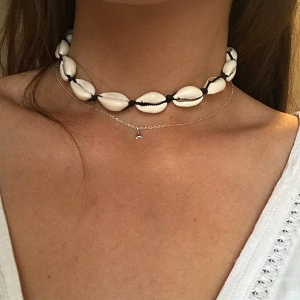 Collar de conchas naturales bohemias