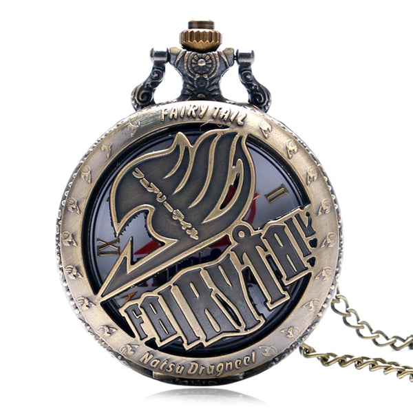 Relojes de bolsillo vintage con diseño animado de Fairy Tail, reloj de bolsillo hueco