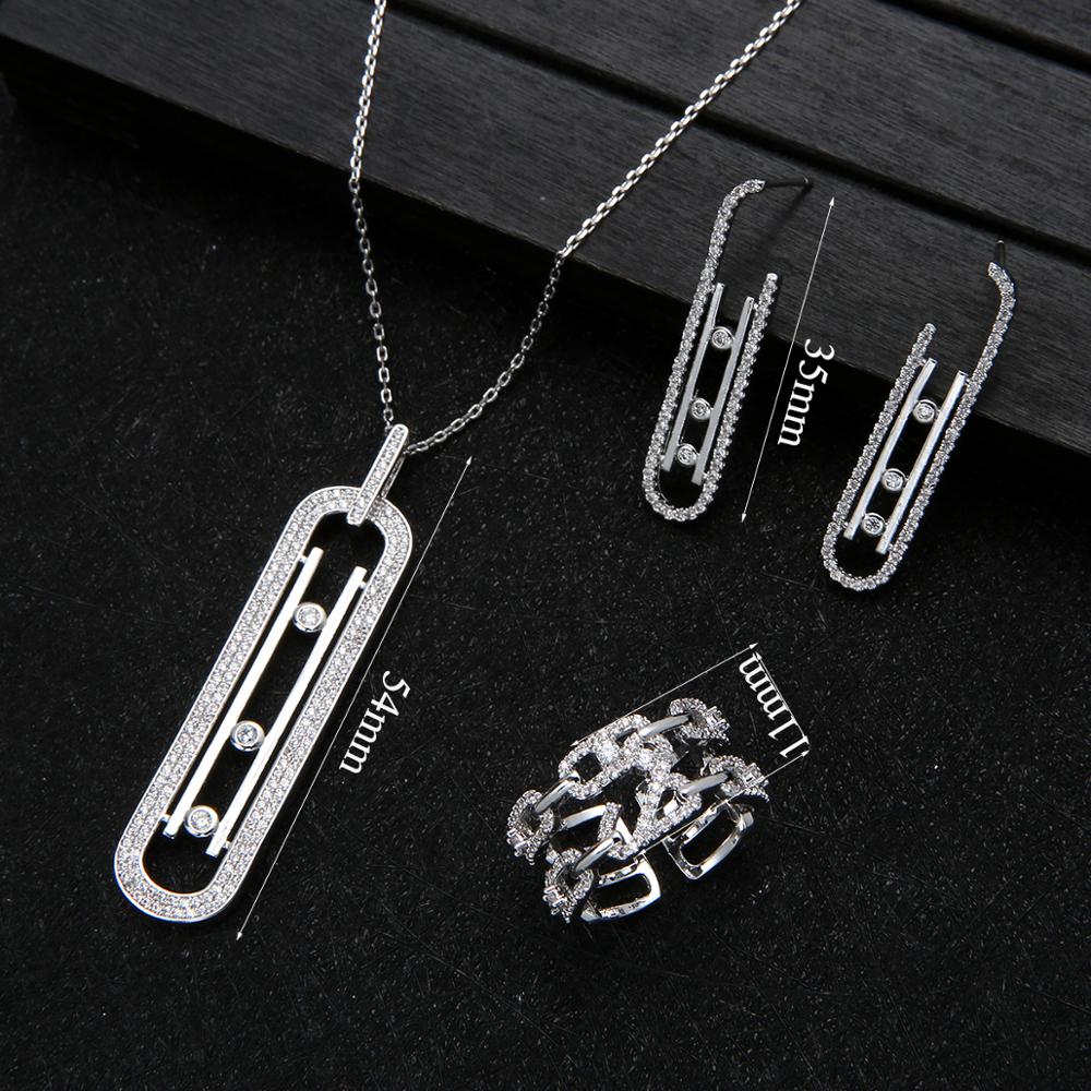 Luxury Geometry Link Stackable Pendant Necklace Earring ring set