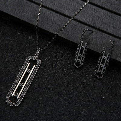 Luxury Geometry Link Stackable Pendant Necklace Earring ring set