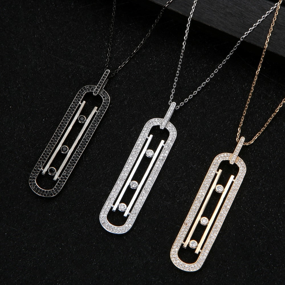 Luxury Geometry Link Stackable Pendant Necklace Earring ring set