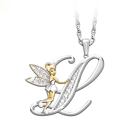 Lovely Crystal 26 letters Flower Fairy Necklaces