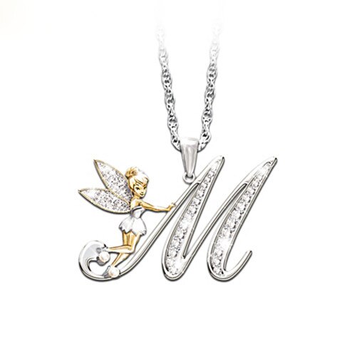 Lovely Crystal 26 letters Flower Fairy Necklaces