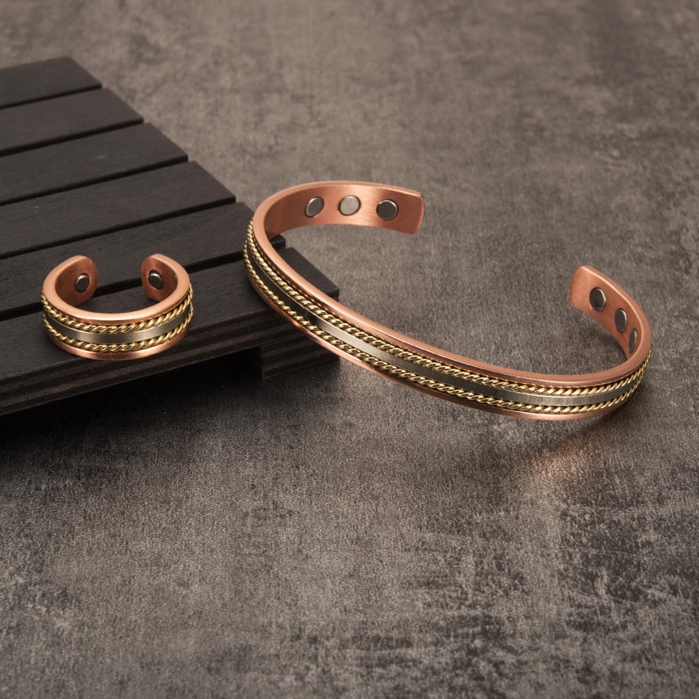 Magnetic Copper Bracelet Ring  Jewelry Sets