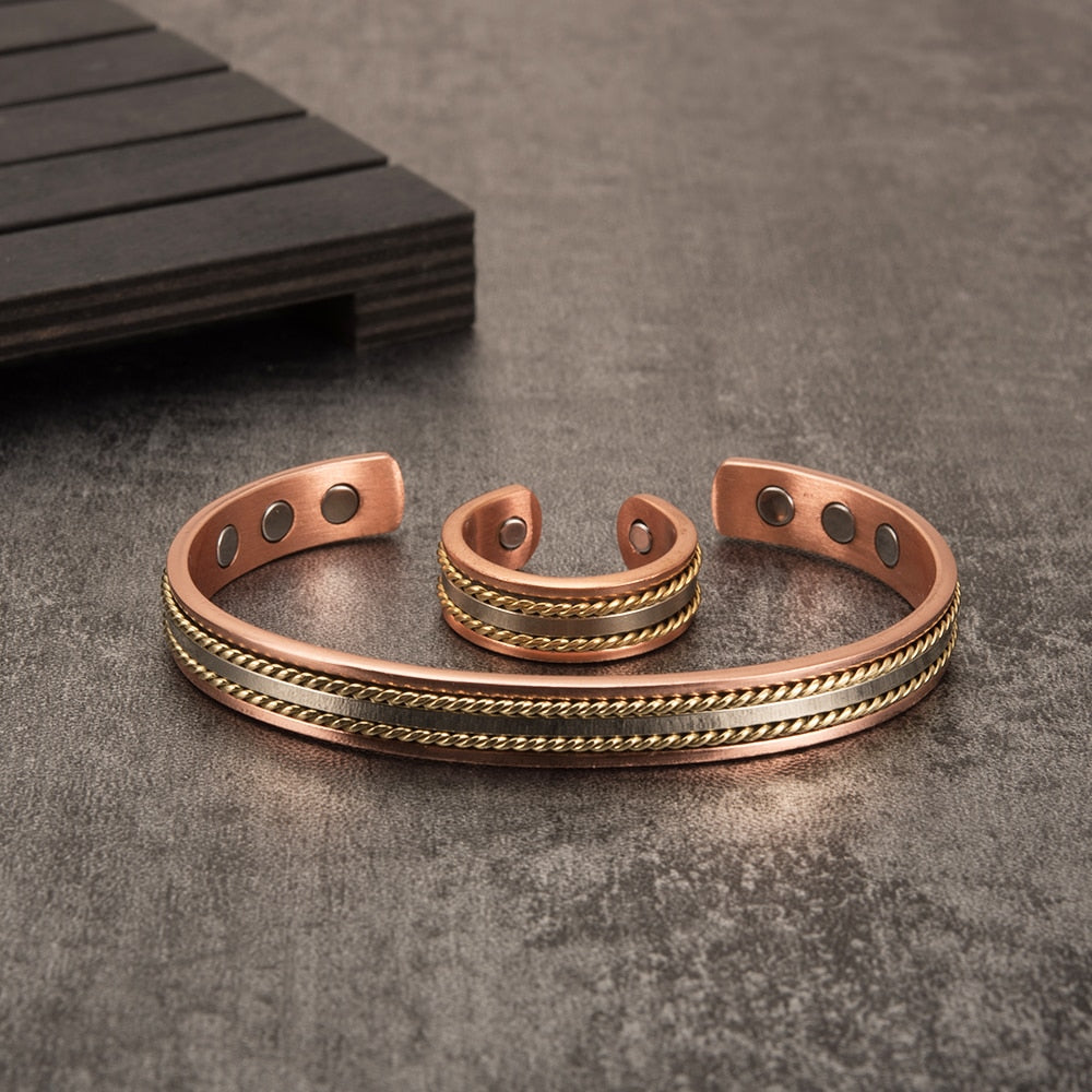 Magnetic Copper Bracelet Ring  Jewelry Sets