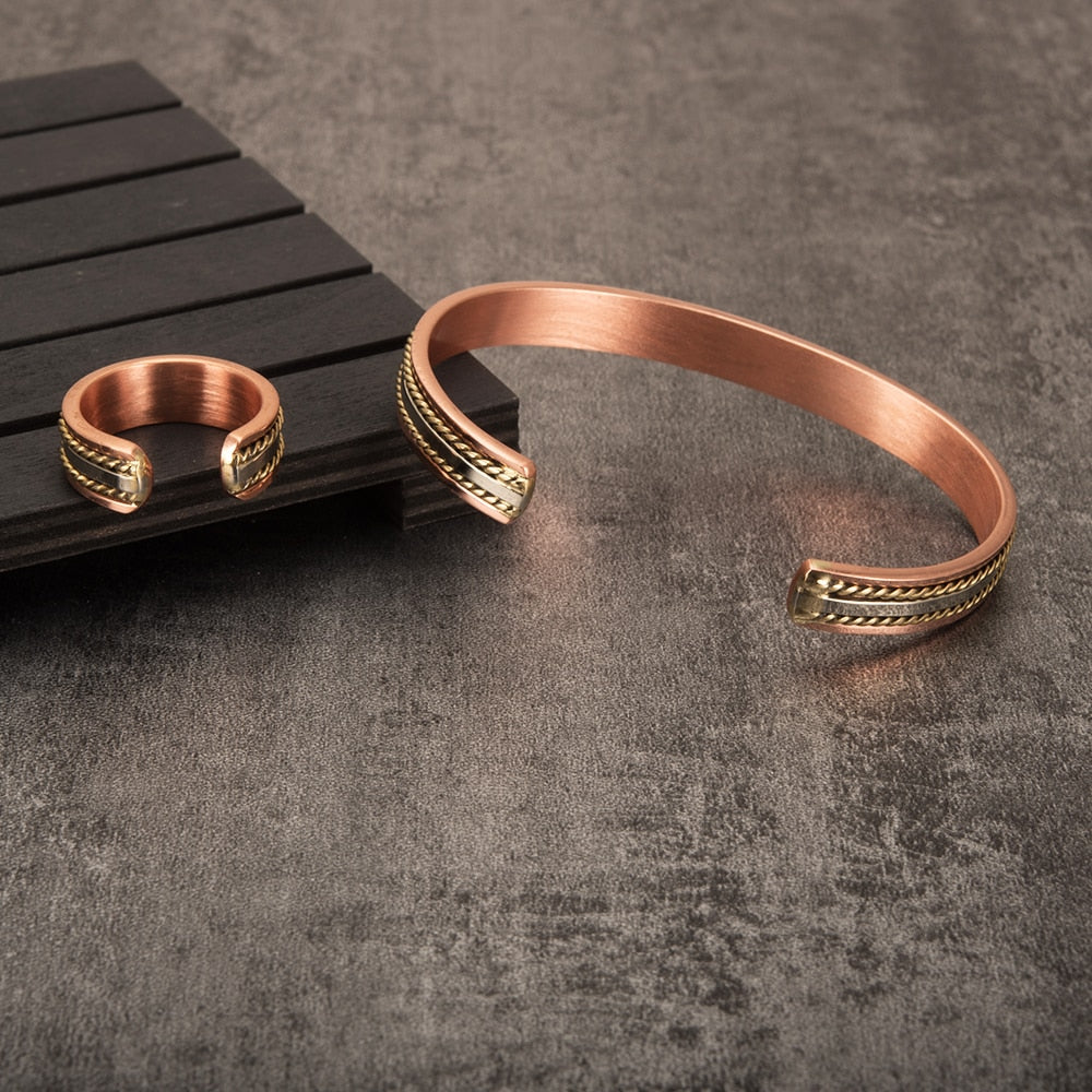 Magnetic Copper Bracelet Ring  Jewelry Sets
