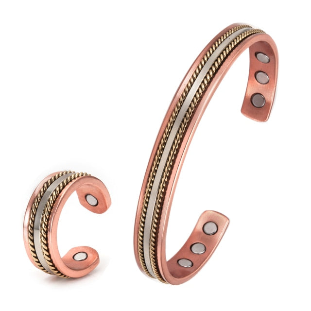 Magnetic Copper Bracelet Ring  Jewelry Sets
