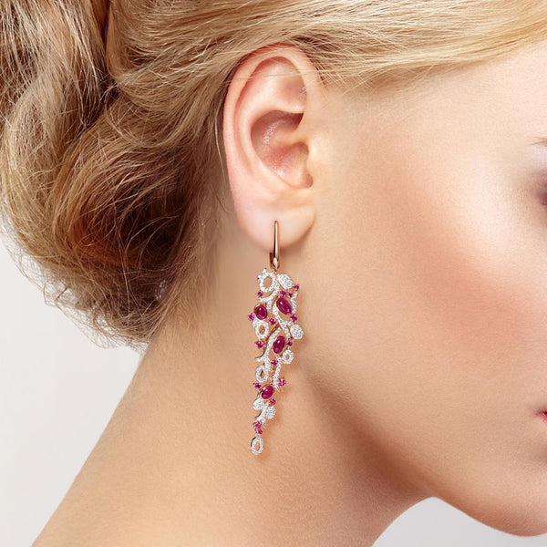 Pendientes de plata de ley 925 pura con forma de uva roja y blanca