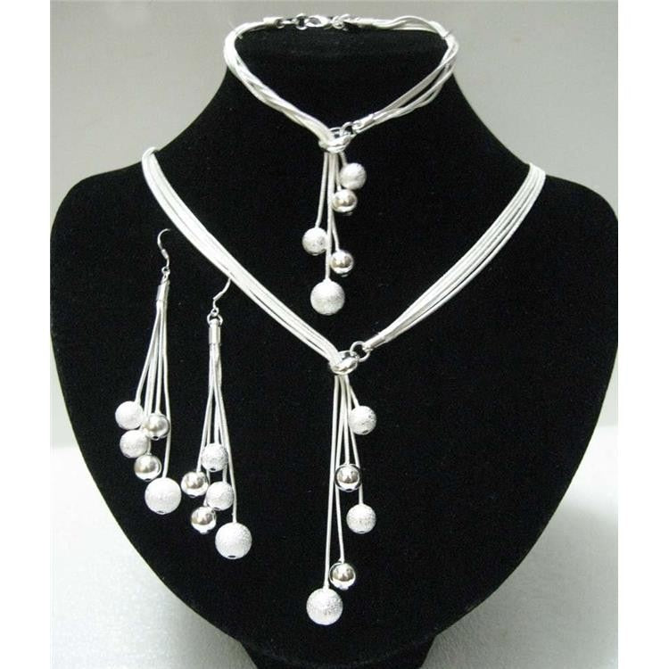 N925 sterling Silver color high-quality five-wire beads set