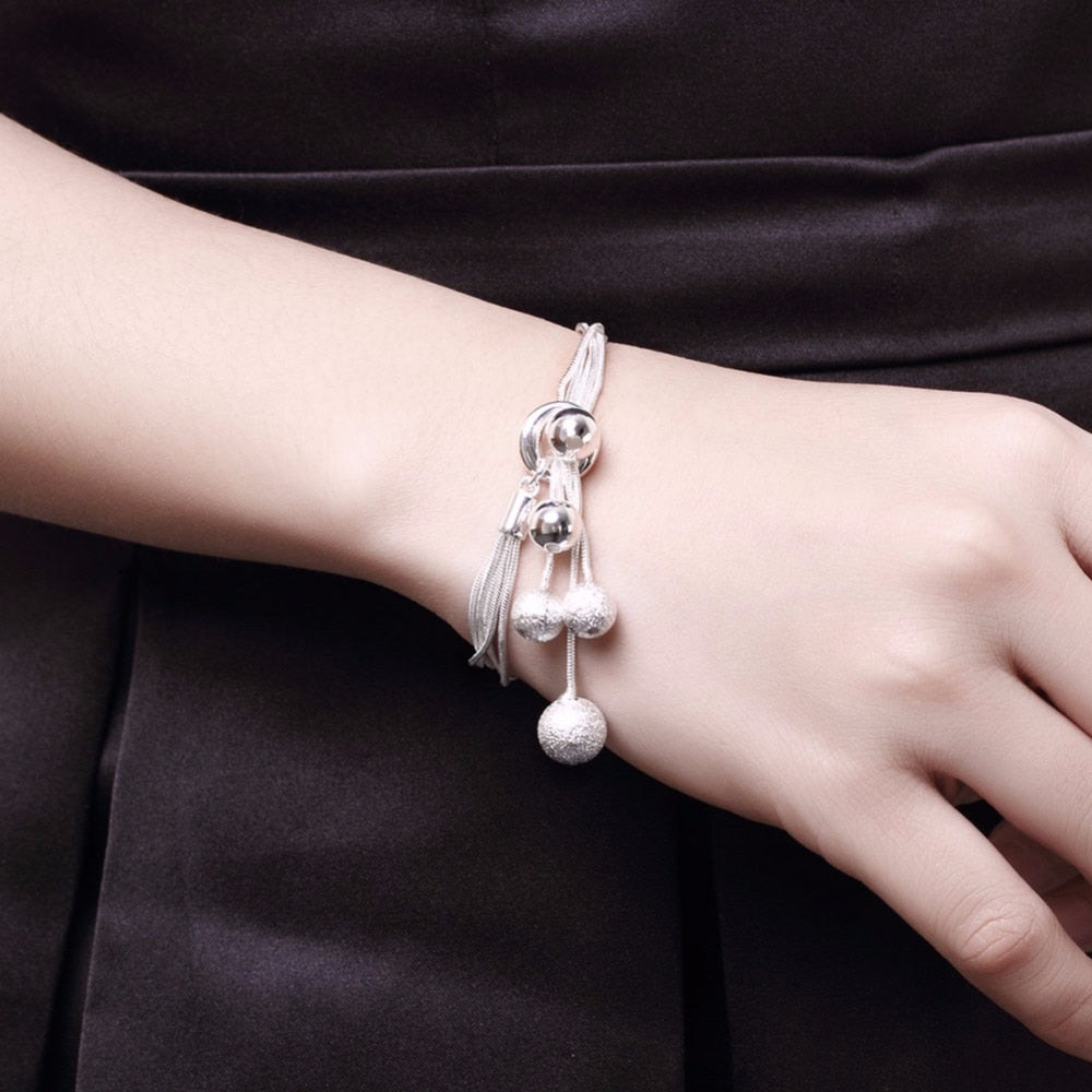 N925 sterling Silver color high-quality five-wire beads set
