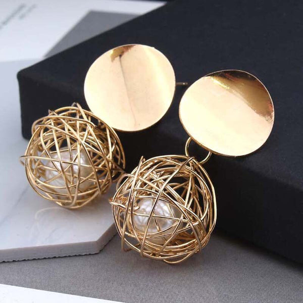 Fashion No hole Earrings For Women Golden Color Round Ball Geometric clip Earrings