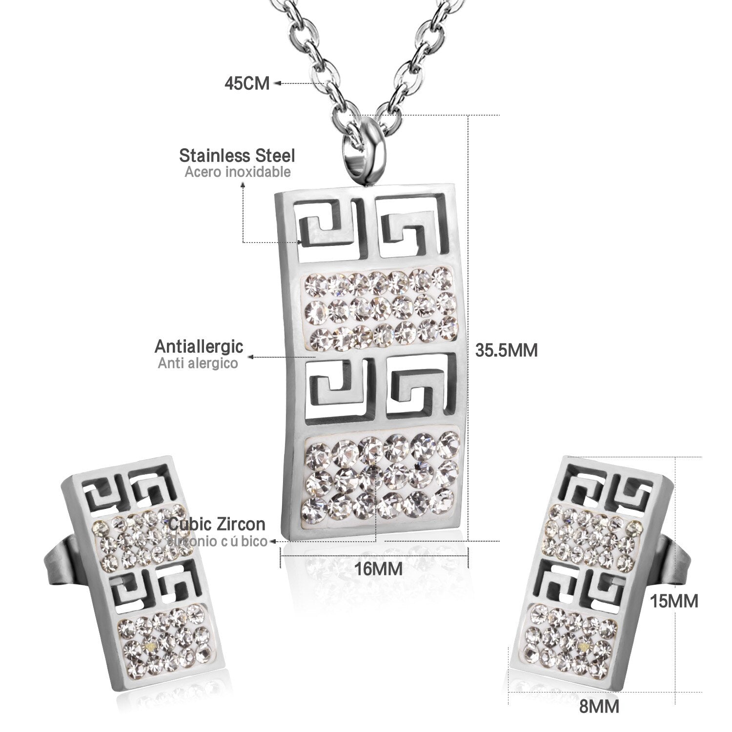 Gold/Silver Color Geometry Pendant Women Necklace Sets