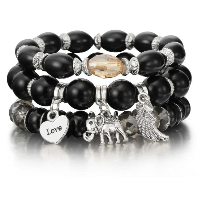 Fashion Boho Bracelets & Bangles Women Stone Beaded Bracelet Set