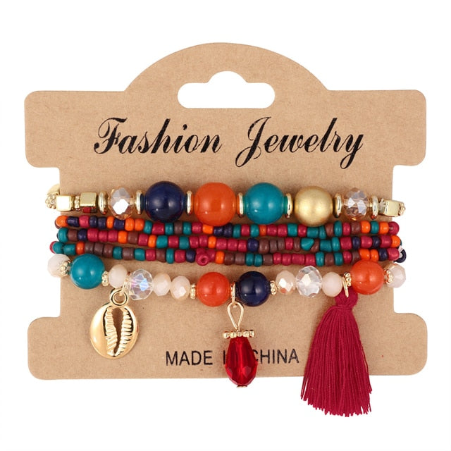 Fashion Boho Bracelets & Bangles Women Stone Beaded Bracelet Set