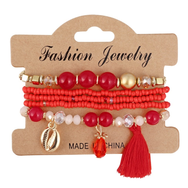 Fashion Boho Bracelets & Bangles Women Stone Beaded Bracelet Set
