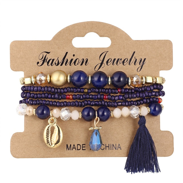 Fashion Boho Bracelets & Bangles Women Stone Beaded Bracelet Set