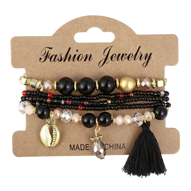 Fashion Boho Bracelets & Bangles Women Stone Beaded Bracelet Set