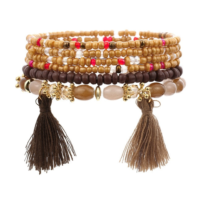 Fashion Boho Bracelets & Bangles Women Stone Beaded Bracelet Set