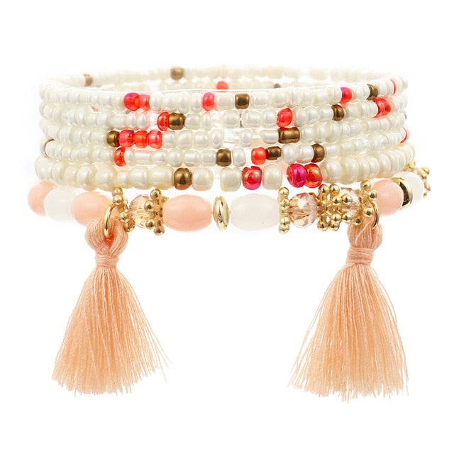 Fashion Boho Bracelets & Bangles Women Stone Beaded Bracelet Set
