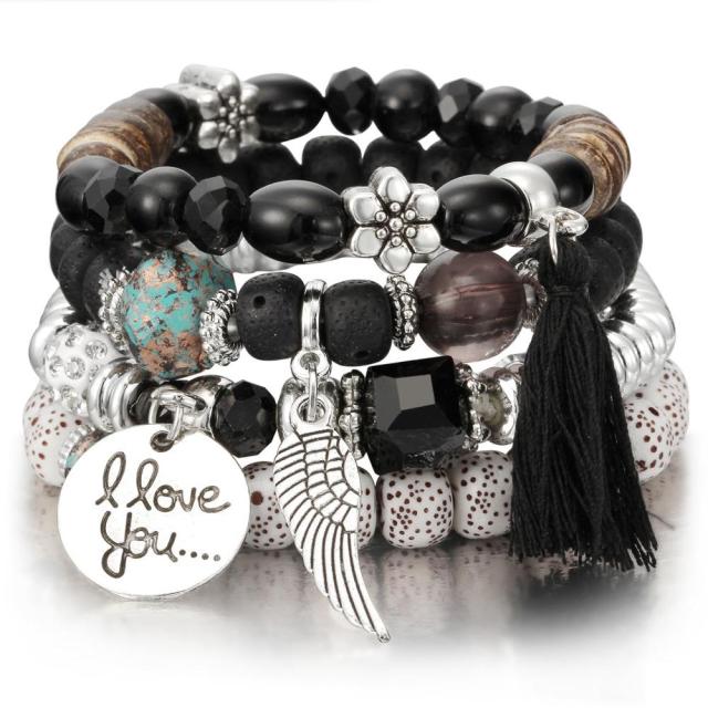 Fashion Boho Bracelets & Bangles Women Stone Beaded Bracelet Set