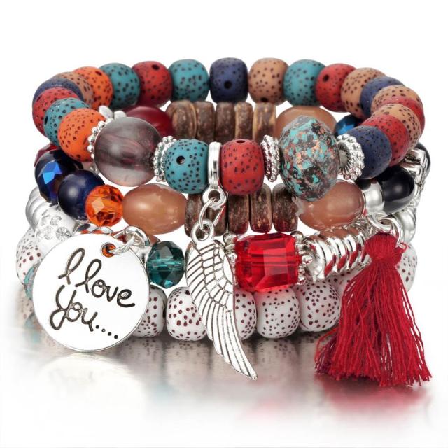 Fashion Boho Bracelets & Bangles Women Stone Beaded Bracelet Set
