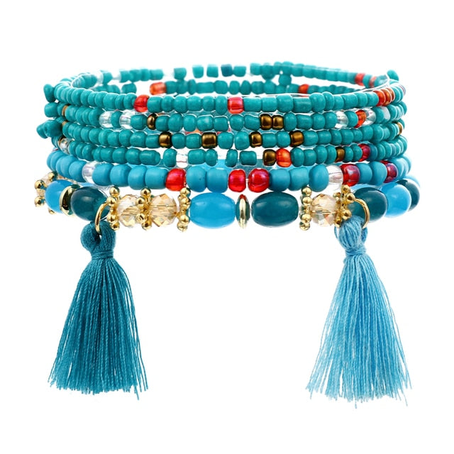 Fashion Boho Bracelets & Bangles Women Stone Beaded Bracelet Set