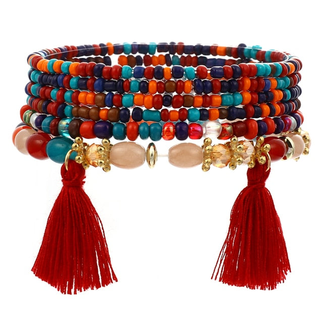 Fashion Boho Bracelets & Bangles Women Stone Beaded Bracelet Set