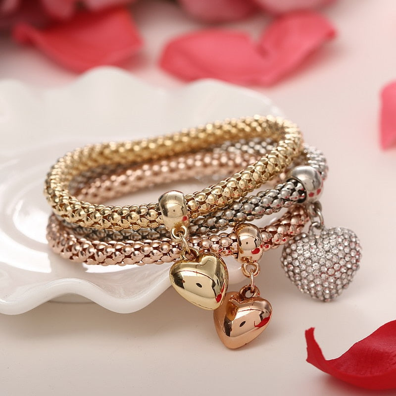 Crystal Owl Heart Charm Bracelets & Bangles