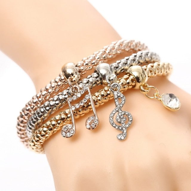 Crystal Owl Heart Charm Bracelets & Bangles